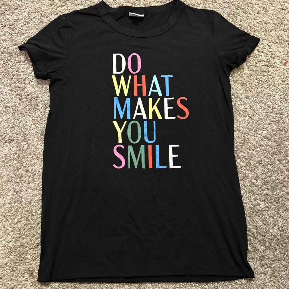 WOMENS SHIRT -LULAROE-LIV TEE-COTTON POLYESTER Do What Makes You Smile-SIZE S